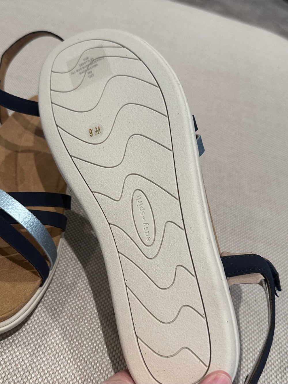 EASY SPIRIT size 9.5 Dark Blue Dottle Comfort Lightweight Velcro Sandals NEW - Picture 10 of 15